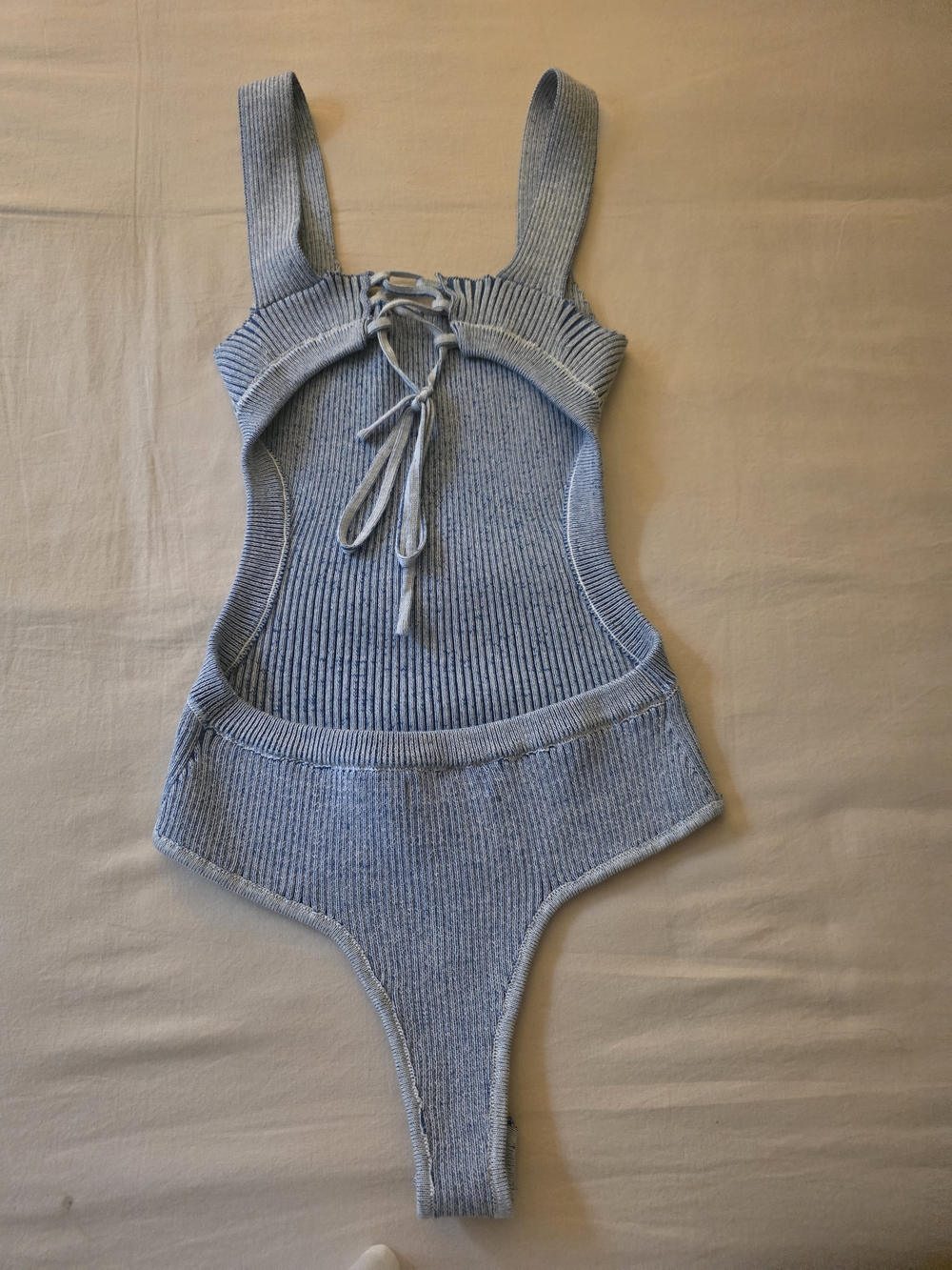 NWOT JLUXLABEL Light Blue Ribbed Knit Skirt & Body Suit - Picture 6 of 12